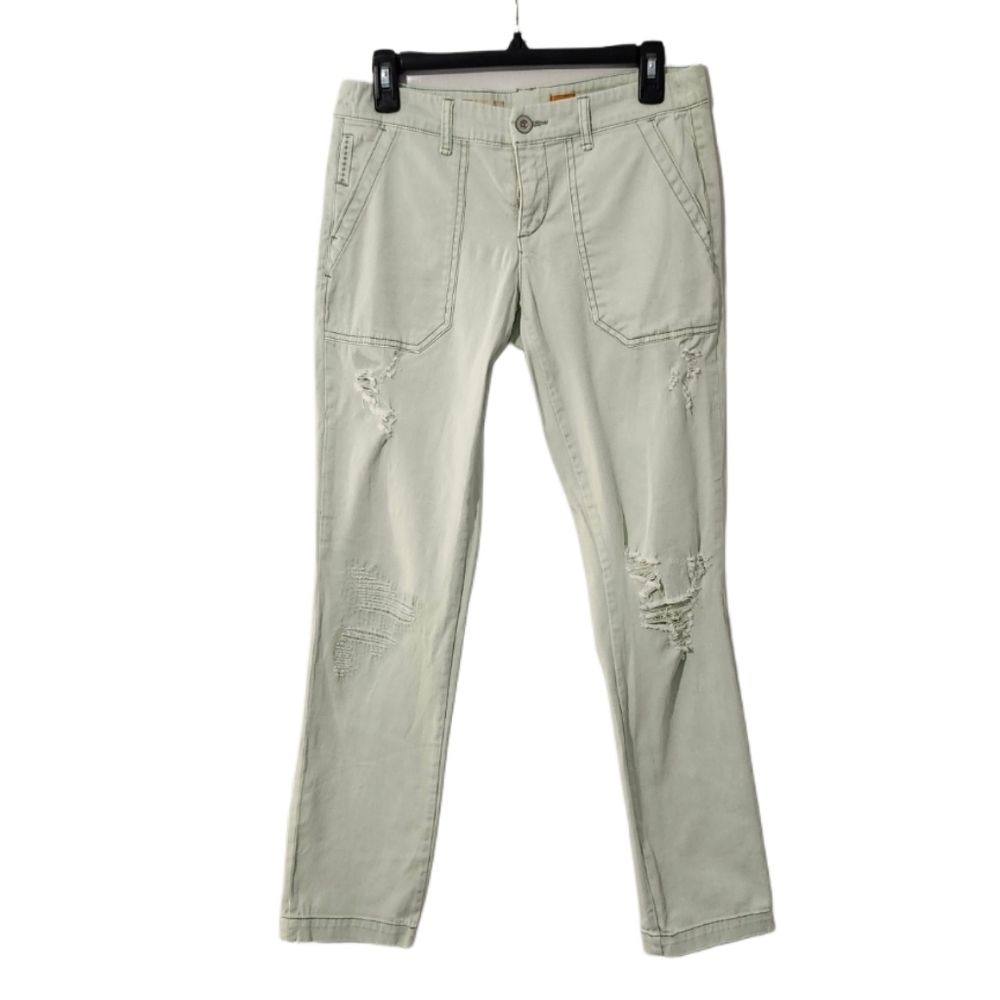 Anthropologie Pilcro Hyphen Fit Distressed Chinos Women's Size 27 Light Green